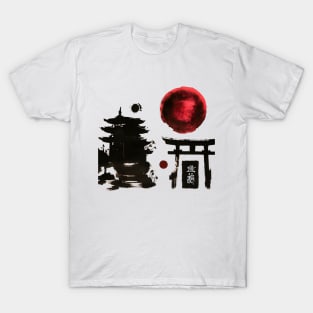 Shinto shrines with Japanese ink T-Shirt